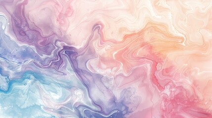 Fototapete - A digital illustration of a watercolor background with swirling, abstract patterns in pastel hues of pink, purple, blue, and white.