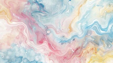 Aufkleber - The image depicts a colorful abstract watercolor pattern. Swirling streaks of blue, pink, and yellow paint create a dynamic and visually appealing design. The colors blend and flow, creating a sense o