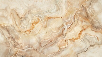 Poster - A closeup view of a light-colored marble surface with swirls and patterns in a creamy white and light brown color.