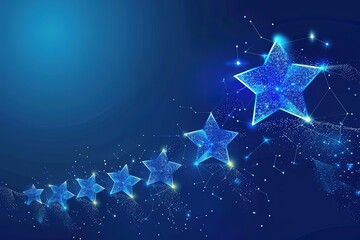 Wall Mural - A blue background with a row of stars