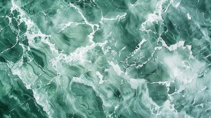 Poster - A close-up view of a green marble surface, showcasing the intricate patterns of veins and swirls. The rich green hue and delicate white lines create a dynamic and captivating visual display. The textu