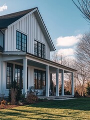 Canvas Print - Large White House with Black Roof