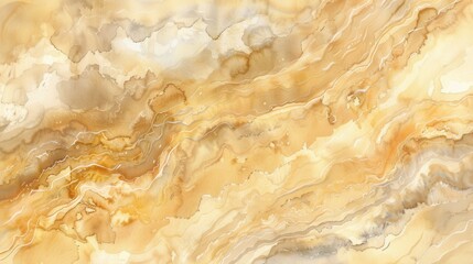 Wall Mural - A close-up abstract watercolor painting featuring swirling shades of golden brown and beige. The painting creates a layered effect, with darker brown swirls emerging from lighter beige sections, blend