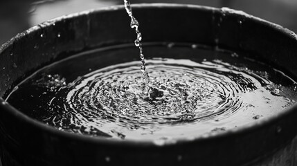 Canvas Print - Black and White Bucket of Water