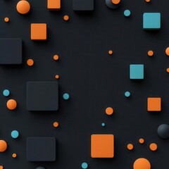 Poster - Abstract orientation grid with floating indicators and geometric icons, dark background with ample copy space, adds a touch of modernity to the design.