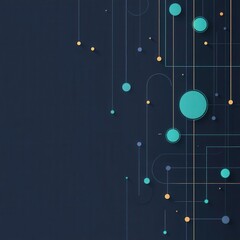 Poster - Abstract orientation grid with floating indicators and geometric icons, dark background with ample copy space,