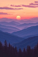 Canvas Print - Sunset Over Mountains