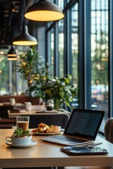 Wall Mural - Laptop on Wooden Table