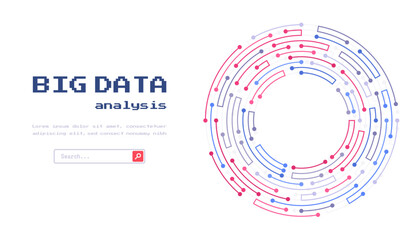 Fototapete - Technology background. Big data visualization concept. Abstract technology circuit board circle