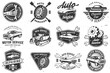 © sivvector - Set of auto service logo, emblems, badges and icons. Vector. Service car repair, restoration and car club design elements.