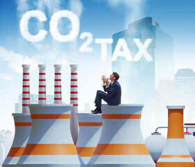 Sticker - Businessman in carbon tax concept