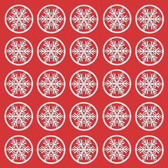 Canvas Print - Christmas white snowflake pattern on red background. Festive tree decorations for Yule, Noel, Xmas holiday season. Seamless repeat decorative design. 