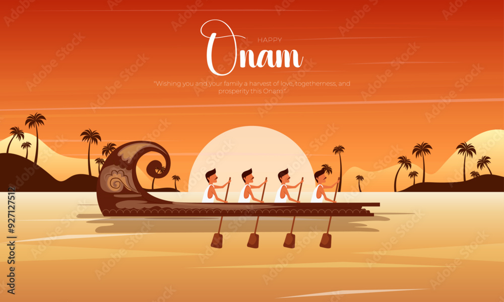 Happy onam Kerala boat race competition. abstract vector illustration ...