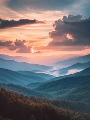 Poster - Sunset Over Mountains