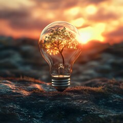 Poster - illuminating sunrise sparking new ideas and growth in a bright innovative concept