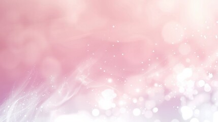 Fototapete - A soft, abstract background with pink and white hues. The image features a blurred and out-of-focus background with small, sparkling lights scattered throughout. The overall effect is one of subtle el
