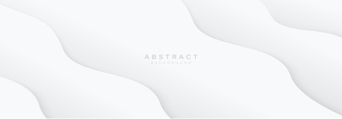 Poster - Abstract white and grey background with white wavy. Minimal clean modern banner. illustration Vector