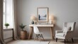 © TRP - High resolution photo frame on the wall interior image template, empty art frame interior design ai generated designer pictures.
