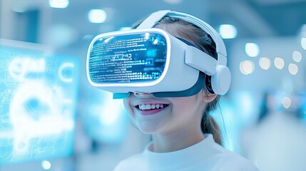 Poster - Virtual Reality Programmer in a Bustling City, Engaged in Coding and Exploration, Enthusiastic Teen Interacting with an AI-Enhanced Digital Map, Vibrant Urban Setting