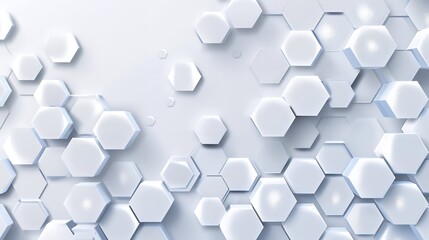 Wall Mural - Abstract white background with hexagon pattern, 3d rendering illustration. White abstract wallpaper with geometric shapes and shadows