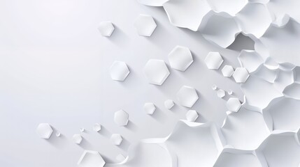 Wall Mural - Abstract white background with hexagon pattern, 3d rendering illustration. White abstract wallpaper with geometric shapes and shadows