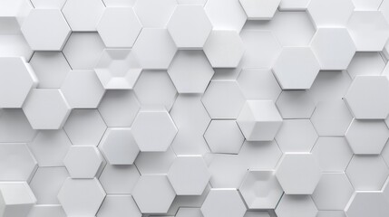 Wall Mural - Abstract white background with hexagon pattern, 3d rendering illustration. White abstract wallpaper with geometric shapes and shadows