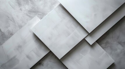 Leinwandbilder - A flat lay photograph of an abstract pattern created by overlapping white panels set against a light gray background. The panels are arranged in a geometric configuration, creating a sense of depth an