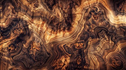 Aufkleber - The image shows a close-up view of wood grain with dark brown and black wavy lines running in different directions, creating a complex and intricate pattern. The wood is textured and has a natural she