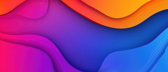 Aufkleber - Vibrant abstract background with smooth gradient waves in shades of blue, pink, purple, and orange, perfect for modern design projects.