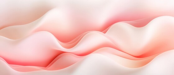 Poster - Soft abstract waves of pink and peach hues, resembling gently flowing fabric. Smooth, elegant curves create a soothing and serene atmosphere.