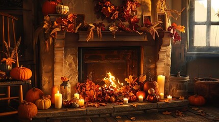 Wall Mural - cozy fireplace wallpaper