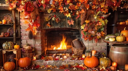 Wall Mural - cozy fireplace wallpaper