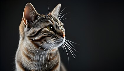 Wall Mural - An elegant tabby cat stared out the window, showing the beauty of natural elegance.