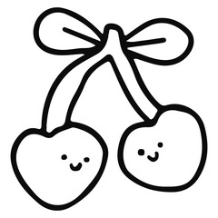 Canvas Print - cute doodle cherry outline element design.