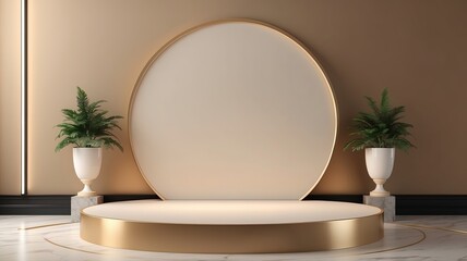 3D rendering of empty luxury podium for product