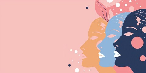 Diverse Women Illustration on Pink Background created by ai