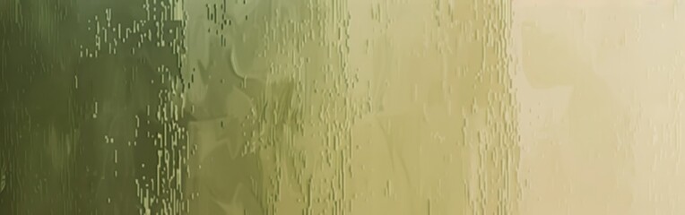Aufkleber - A close-up view of a glass surface with a textured, abstract pattern in shades of green and yellow. The surface appears to be frosted or etched, creating a subtle, blurry effect. The light appears to 