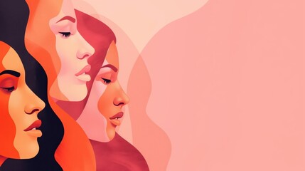 Diverse Women Illustration on Pink Background created by ai