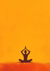 silhouette of a person in yoga pose on a textured orange background