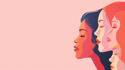 Diverse Women Illustration on Pink Background created by ai