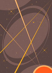 Wall Mural - 1950s - 1960s space illustrations style background, vector template for retro style cosmic posters, 