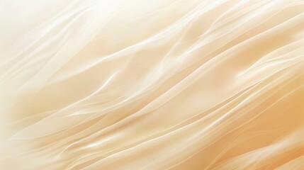 Poster - A close-up image of a cream-colored sheer fabric draped in soft folds, creating a smooth and elegant texture. The fabric's transparency allows light to filter through, creating a soft, diffused glow.
