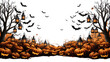 © Muzamil - halloween background with pumpkins and bats isolated on transparent background.