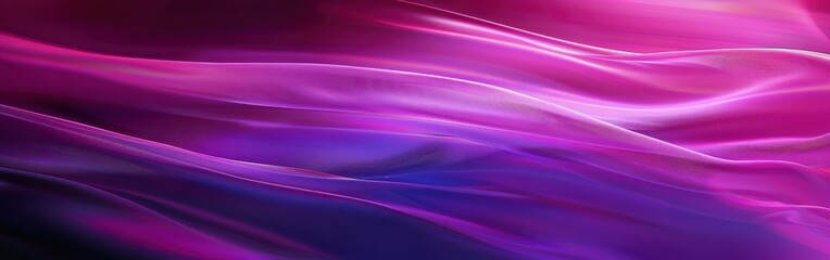 Poster - A digital design showcasing waves of soft, textured fabric in shades of purple and pink. The fabric appears to be flowing in the wind, creating an abstract and dreamy effect.