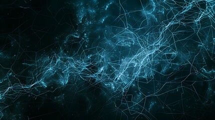 Abstract dark background with a web of blue lines and dots.