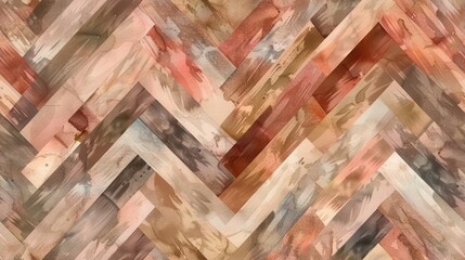 Poster - An abstract, watercolor pattern resembling a herringbone design with a variety of warm, earthy tones. The pattern incorporates various shades of pink, brown, and beige with hints of grey. The abstract