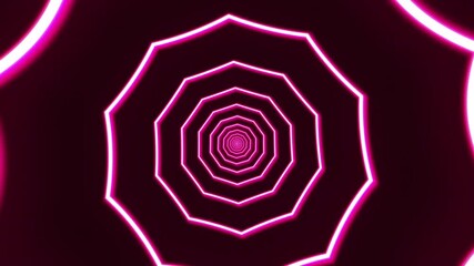 Wall Mural - Loop is a pink glowing endless tunnel of polygons.  background motion animation.