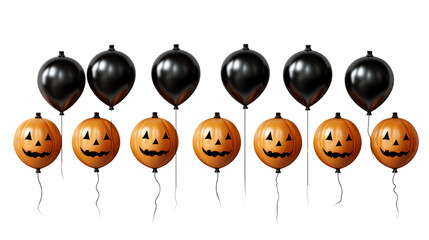 Wall Mural - Set of Halloween pumpkin balloons isolated on transparent background.