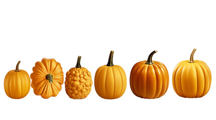 Wall Mural - Set of pumpkins isolated on transparent background.