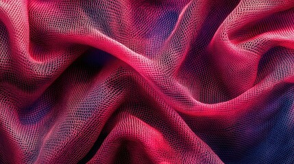 Poster - Red mesh fabric with soft folds. Perfect for projects related to fashion, texture, and design.